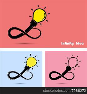 Infinity bulb light idea. concept of big ideas inspiration innovation. Business and education concept, design element.Vector illustration