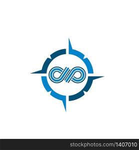 infinity compass logo vector tempate ilustration design