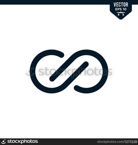 Infinity icon collection in glyph style, solid color vector