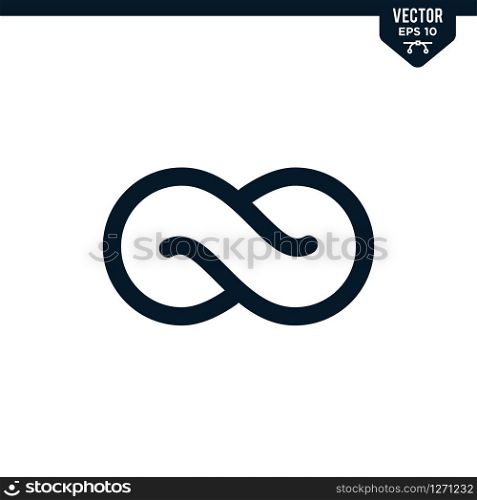 Infinity icon collection in glyph style, solid color vector