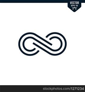 Infinity icon collection in glyph style, solid color vector