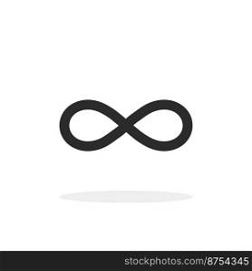 Infinity icon grey colored. Isolated white background. Symbol with shadow. Vector illustration
