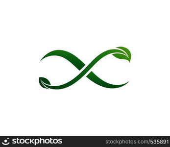 Infinity leaf green Design Vector icon illustration Logo template design