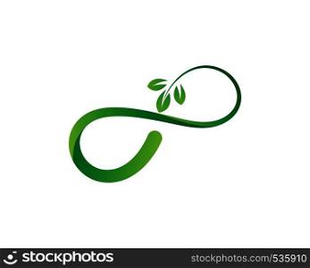 Infinity leaf green Design Vector icon illustration Logo template design