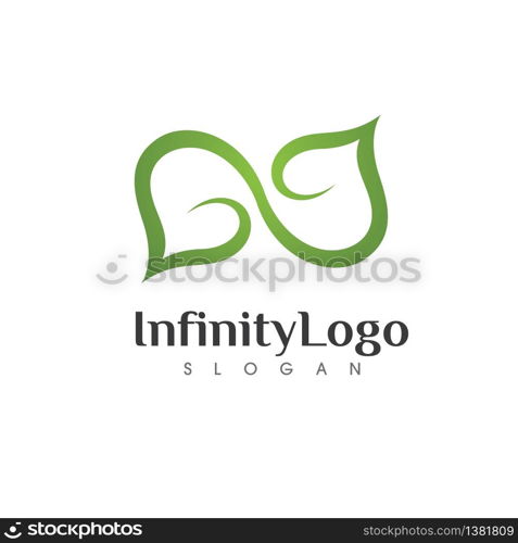 Infinity Leaf green Vector icon illustration Logo template design