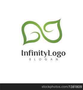 Infinity Leaf green Vector icon illustration Logo template design