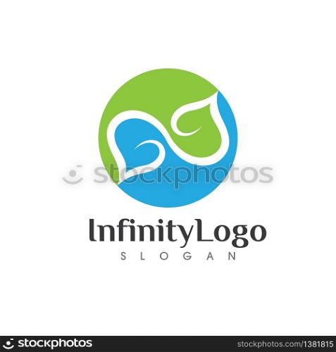 Infinity Leaf green Vector icon illustration Logo template design