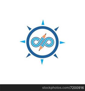 infinity pencil compass concept vector illustration icon and logo of education design
