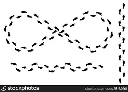 infinity sign footprints. Infinity sign. Design element. Vector illustration. stock image.