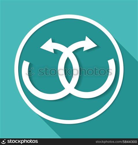 infinity sign on white circle with a long shadow