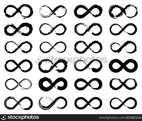Infinity symbol icons, unlimited infinity, endless line shape sign, loop symbols 