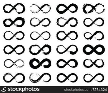 Infinity symbol icons, unlimited infinity, endless line shape sign, loop symbols 