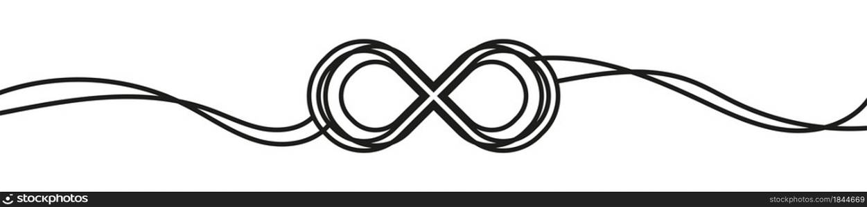 Infinity symbol in line drawing style. Modern creative hand drawn background. Continuous infinite outline backdrop. Vector illustration.. Infinity symbol in line drawing style. Modern creative hand drawn background.
