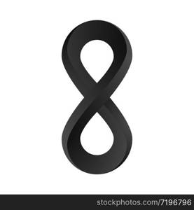 Infinity symbol logo illustration. Vector endless object. Beautiful, unique concept design. Abstract Unreal loop template isolated on background. Unlimited virtual outline ring line art