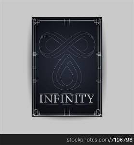 Infinity symbol logo illustration. Vector endless object. Beautiful, unique concept design. Abstract Unreal loop template isolated on background. Unlimited virtual outline ring line art