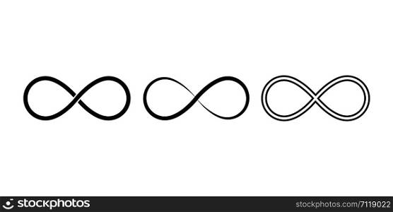 Infinity symbols. Eternal, limitless, endless, life logo or tattoo concept. EPS 10. Infinity symbols. Eternal, limitless, endless, life logo or tattoo concept.