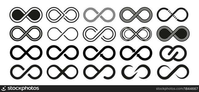 Infinity vector icon. Abstract circle geometric shape symbol, sign, logo, emblem. Set of infinity vector graphic elements. Simple modern design. Vector illustration.. Infinity vector icon. Abstract circle geometric shape symbol, sign, logo, emblem. Set of infinity vector graphic elements.