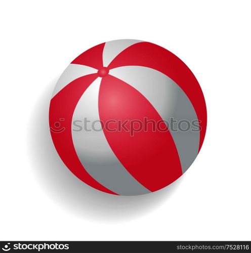 Inflatable ball for beach games vector. Isolated icon closeup of spherical object used to play volleyball and water polo. Summer time playful item. Inflatable Ball for Games Vector Illustration