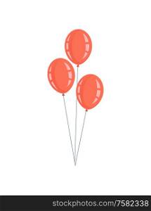 Inflatable balloon decoration, birthday parties and events vector. Decor of interior for home, ceremony reception. Rubber filled with helium and air. Inflatable Balloon Decoration for Parties Events