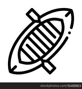 Inflatable Boat Canoeing Icon Vector Thin Line. Contour Illustration. Inflatable Boat Canoeing Icon Vector Illustration