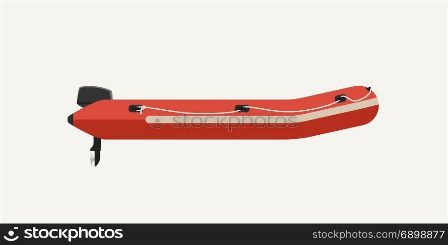 Inflatable boat in flat style. Motorboat on white background.