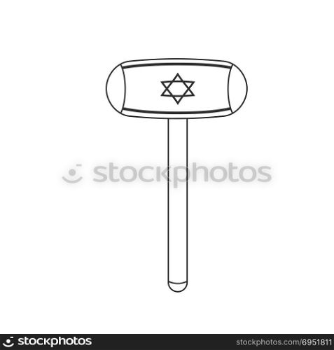 Inflatable hammer with israel flag icon in black flat outline design. Israel Independence Day holiday concept.