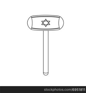 Inflatable hammer with israel flag icon in black flat outline design. Israel Independence Day holiday concept.