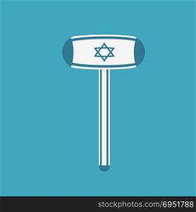 Inflatable hammer with israel flag icon in flat design. Israel Independence Day holiday concept.