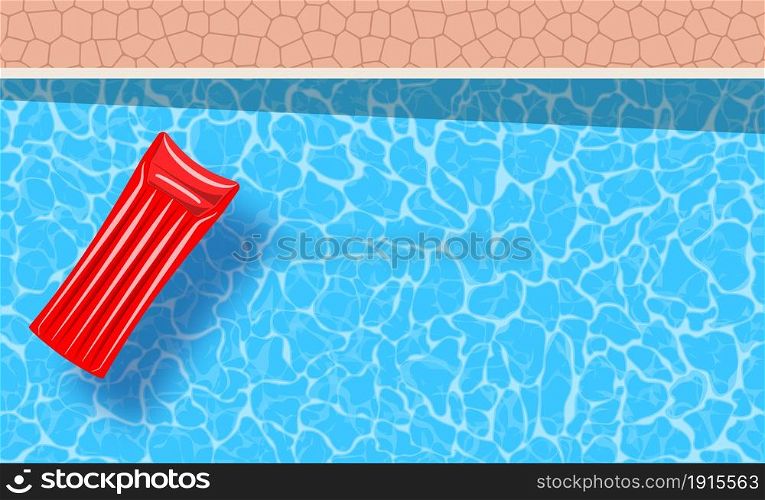 inflatable mattress floating in a swimming pool. Poster template for summer holiday. Summer pool party banner with space for text. Vector illustration in flat style. inflatable mattress floating in a swimming pool