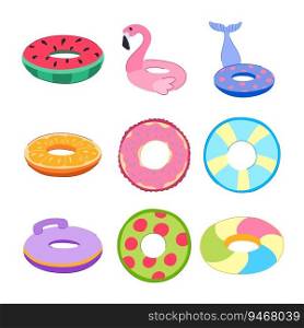 inflatable ring set cartoon. float rubber, water pool, circle lifesaver inflatable ring sign. isolated symbol vector illustration. inflatable ring set cartoon vector illustration