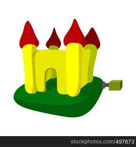 Inflatable trampoline castle cartoon icon on a white background. Inflatable trampoline castle cartoon icon