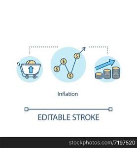 Inflation concept icon. Financial crisis, economic problem idea thin line illustration. Commercial cost growth, price index increase. Vector isolated outline RGB color drawing. Editable stroke