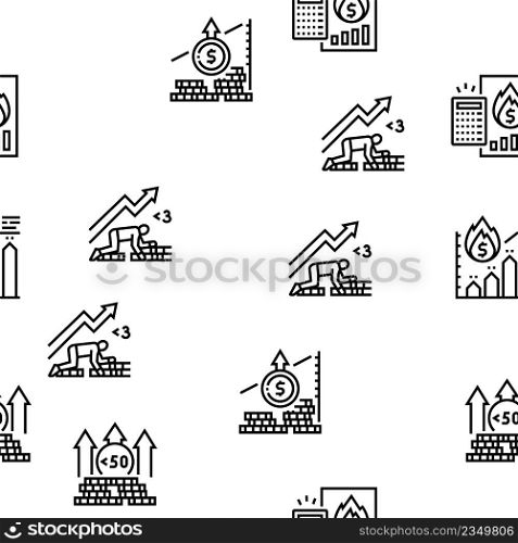 Inflation Financial World Problem Vector Seamless Pattern Thin Line Illustration. Inflation Financial World Problem Vector Seamless Pattern
