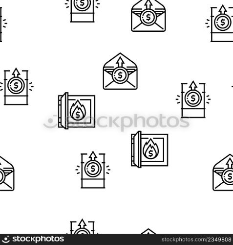 Inflation Financial World Problem Vector Seamless Pattern Thin Line Illustration. Inflation Financial World Problem Vector Seamless Pattern