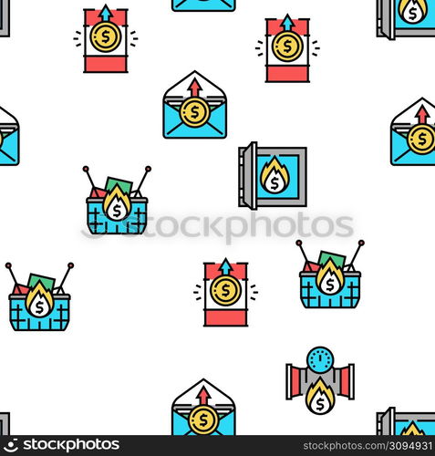 Inflation Financial World Problem Vector Seamless Pattern Thin Line Illustration. Inflation Financial World Problem Vector Seamless Pattern