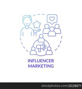 Influencer marketing promo concept icon. Blogger advertising providing small business success. Small business abstract idea thin line illustration. Vector isolated outline color drawing. Influencer marketing promo concept icon