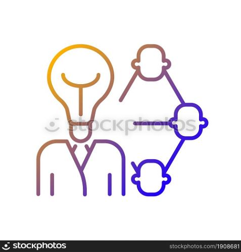 Influencing and leadership gradient linear vector icon. Inspire and impact people. Persuade and manage. Leading skills. Thin line color symbol. Modern style pictogram. Vector isolated outline drawing. Influencing and leadership gradient linear vector icon