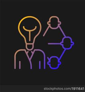 Influencing and leadership gradient vector icon for dark theme. Inspire and impact people. Control and guidance at work. Thin line color symbol. Modern style pictogram. Vector isolated outline drawing. Influencing and leadership gradient vector icon for dark theme