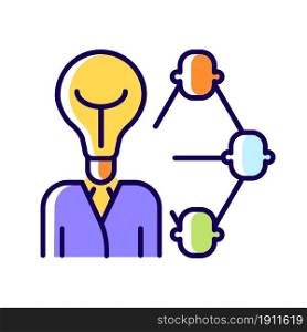 Influencing and leadership RGB color icon. Inspire and impact people. Control and guidance at work. Persuade and manage. Leading skills. Isolated vector illustration. Simple filled line drawing. Influencing and leadership RGB color icon