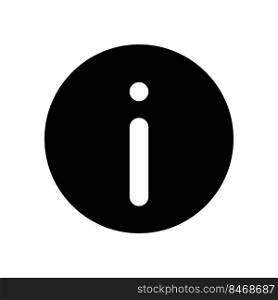 Info black glyph ui icon. Additional information. Updates. Show helpful text. User interface design. Silhouette symbol on white space. Solid pictogram for web, mobile. Isolated vector illustration. Info black glyph ui icon