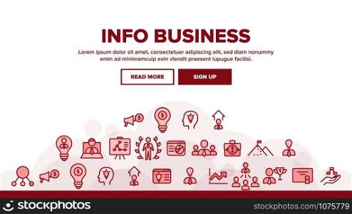 Info Business Landing Web Page Header Banner Template Vector. Human Businessman Silhouette In Light Bulb, Suitcase And Business Graph Illustration. Info Business Landing Header Vector