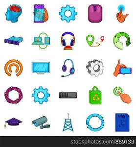 Info exchange icons set. Cartoon set of 25 info exchange vector icons for web isolated on white background. Info exchange icons set, cartoon style
