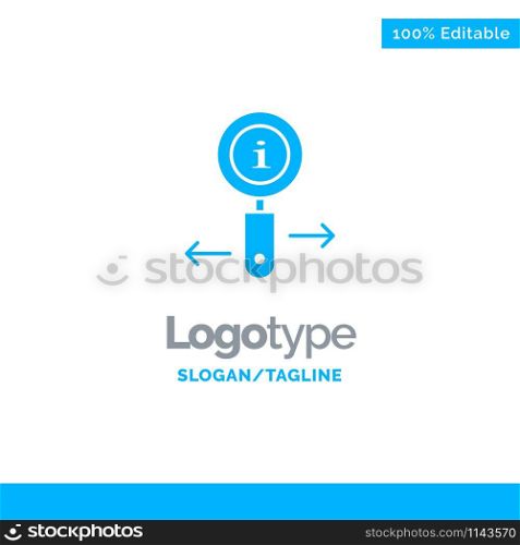 Info, Information, Zoom, Search Blue Solid Logo Template. Place for Tagline