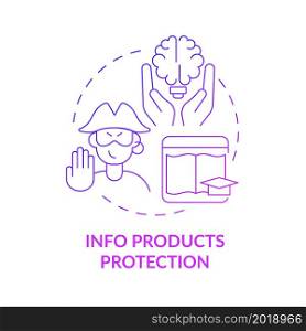 Info products protection purple gradient concept icon. Content to protect abstract idea thin line illustration. Dealing with intellectual property piracy. Vector isolated outline color drawing. Info products protection purple gradient concept icon