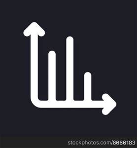 Infochart dark mode glyph ui icon. Visualization of data analysis. User interface design. White silhouette symbol on black space. Solid pictogram for web, mobile. Vector isolated illustration. Infochart dark mode glyph ui icon