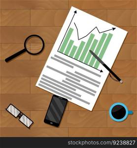Infochart strategy paperwork, vector financial organization chart illustration. Infochart strategy paperwork