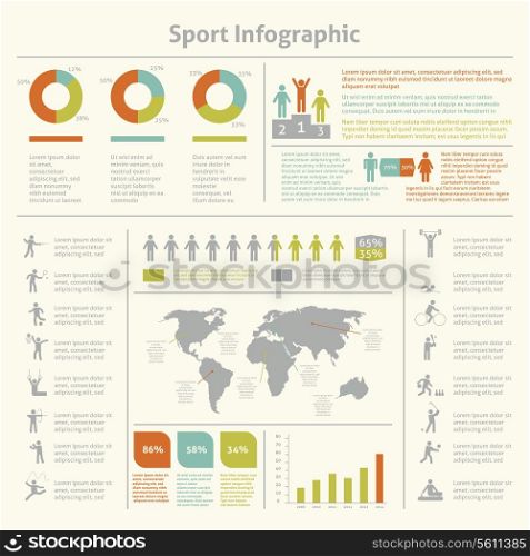 Infografic athletics sport achievements development and competitions winners statistics presentation diagrams layout template design vector illustration