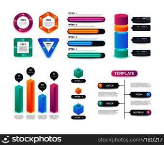 Infographic 3d template. Business charts, graphs and diagrams with options and steps. Vector infographics layout. Step chart and diagram illustration. Infographic 3d template. Business charts, graphs and diagrams with options and steps. Vector infographics layout