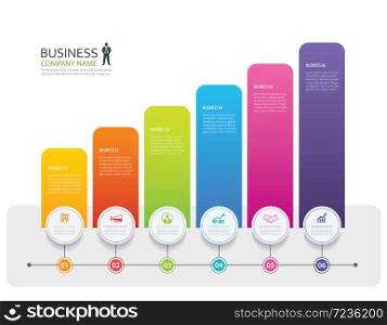 Infographic 6 tab design vector and marketing template business. Can be used for workflow layout, diagram, annual report, web design.