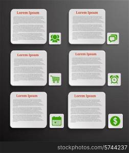 Infographic banners with icons on black background